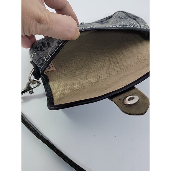 DOONEY & BOURKE Vintage Black Canvas Leather Wristlet Wallet‎ Pouch DB Signature - Picture 7 of 15